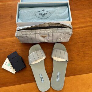 NWB Small Prada Satin Slippers Travel Set